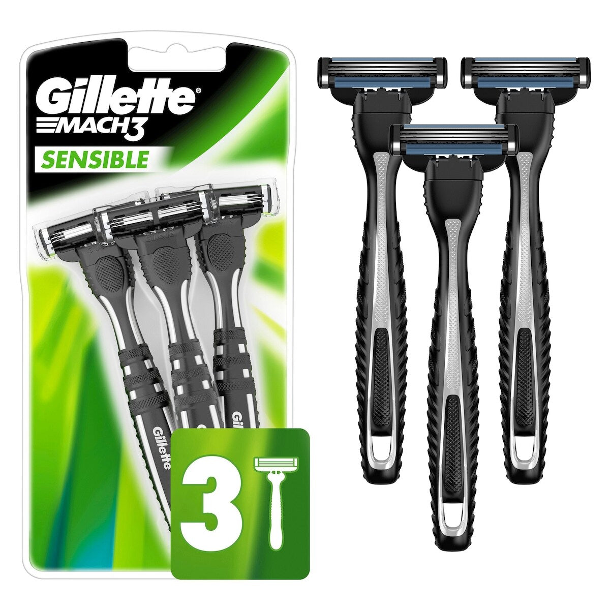Afeitadoras Desechables para Hombre Mach3 Sensible Paquete Gillette