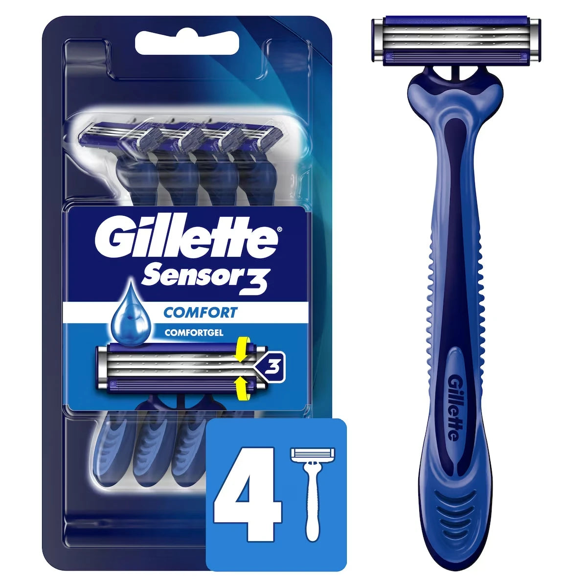 Afeitadoras Desechables para Hombre Sensor3 Paquete de 4 Gillette