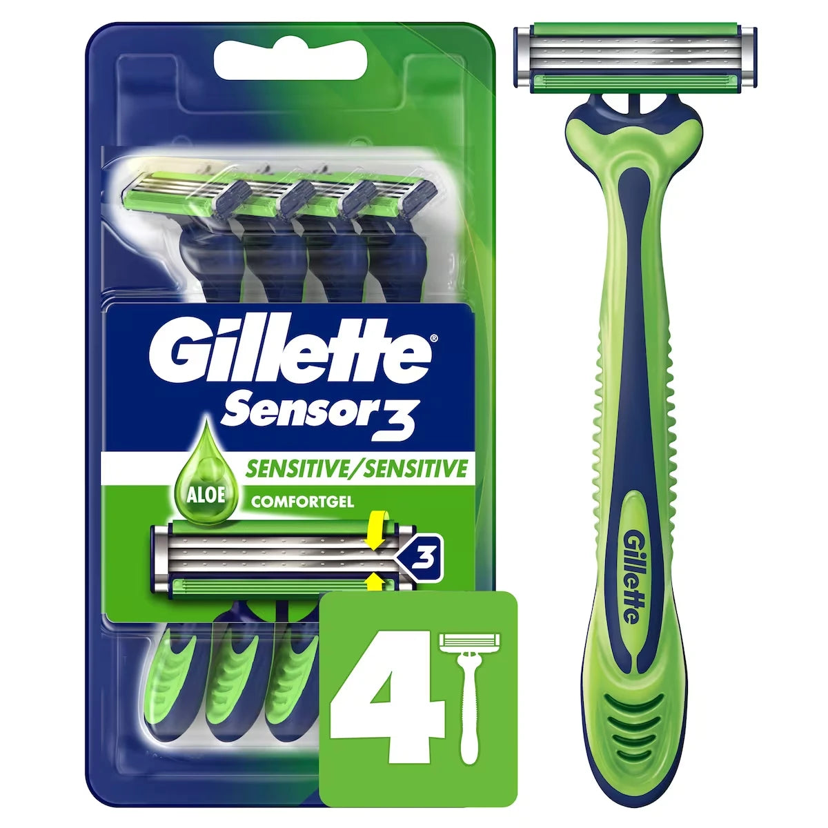 Afeitadoras Desechables para Hombre Sensor3 Sensible Paquete Gillette