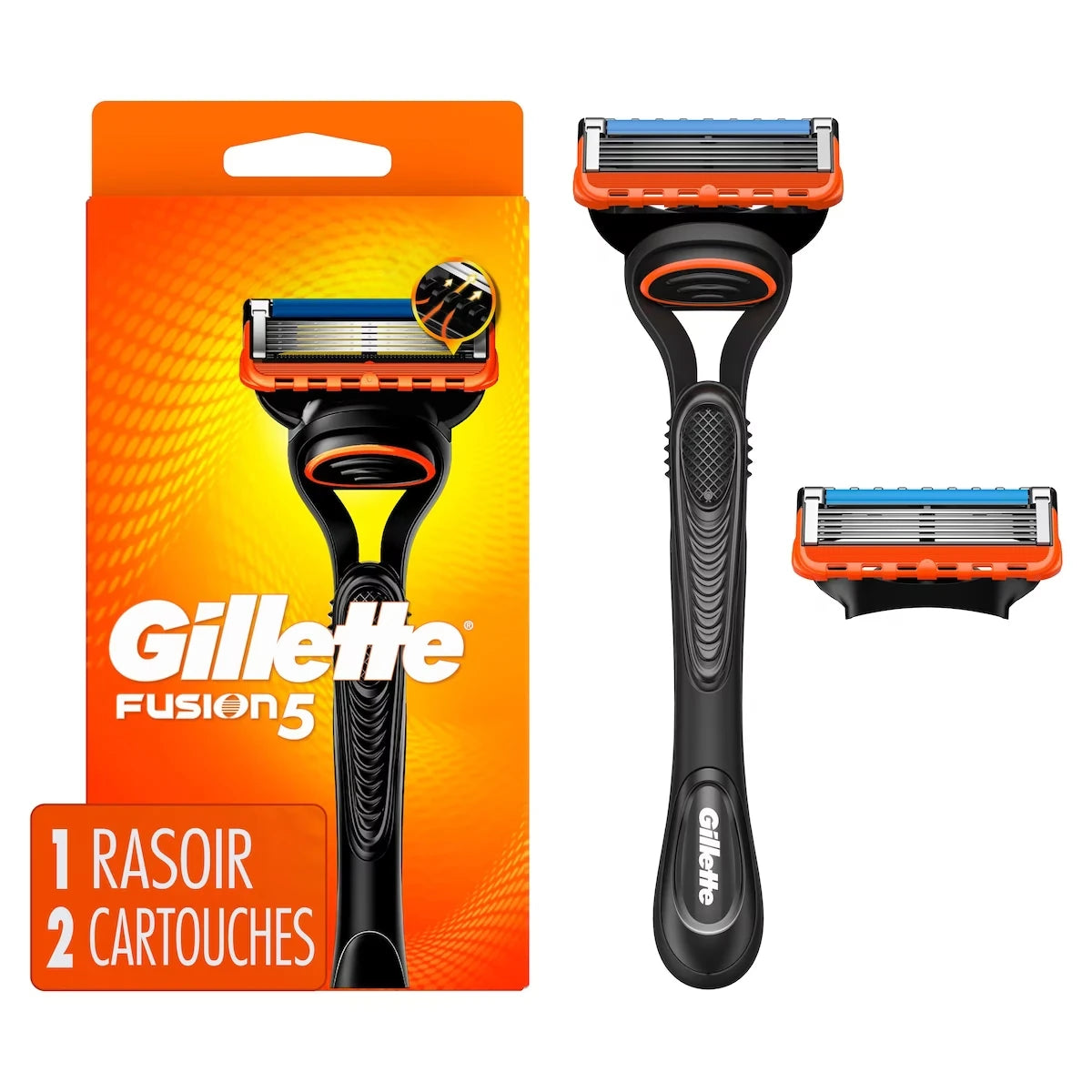 Afeitadora Fusion5 para Hombre Mango y 2 Cartuchos Gillette
