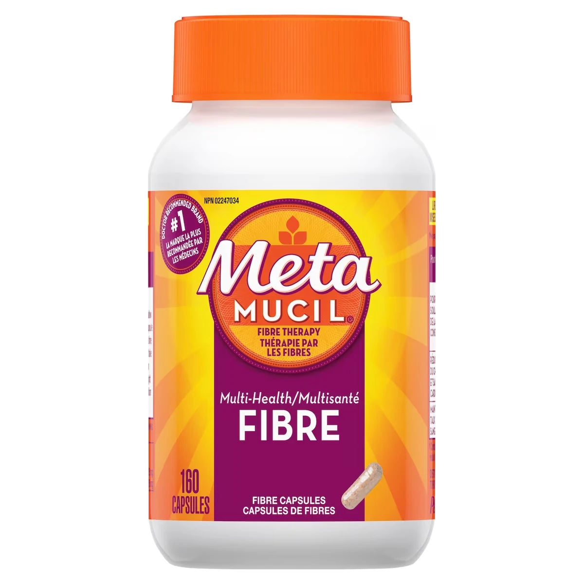 Fibra en Cápsulas 3 en 1 160 Unidades Metamucil