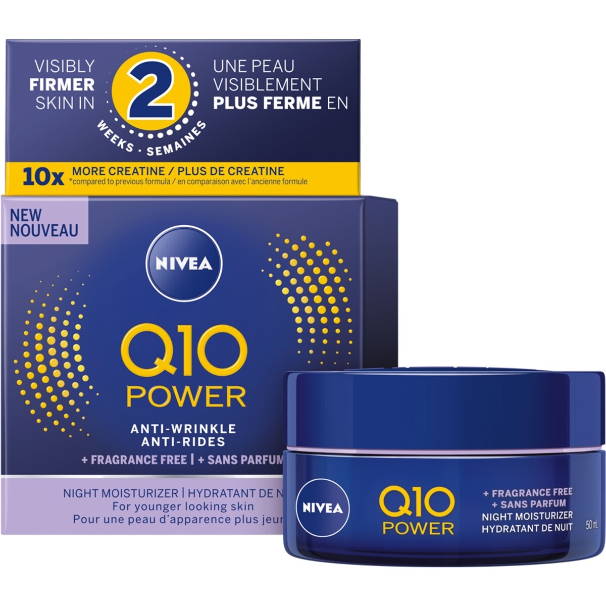 Crema Facial Q10 Anti-arrugas sin Fragancia Calmante de Noche Nivea