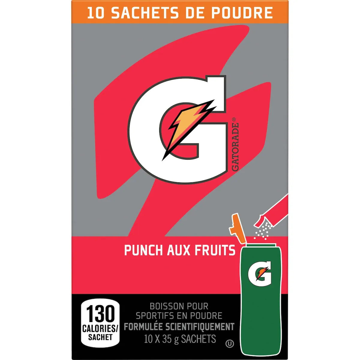 Bebida en Polvo Ponche de Frutas 10x35 g Gatorade