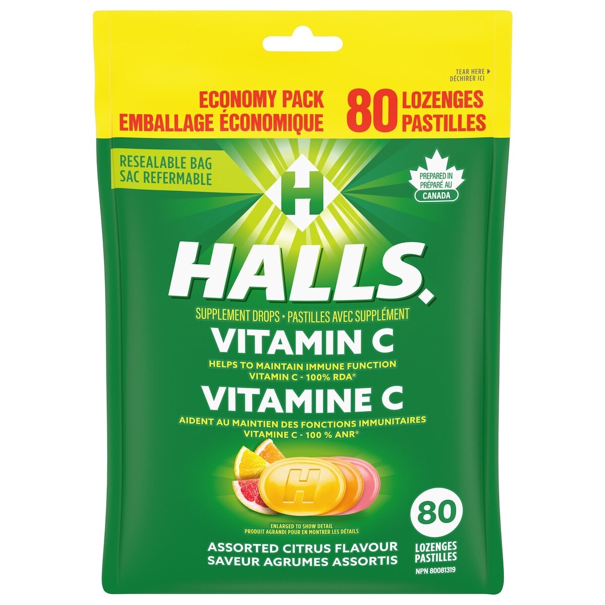 Vitamina C Cítricos Surtidos 80 un. Halls