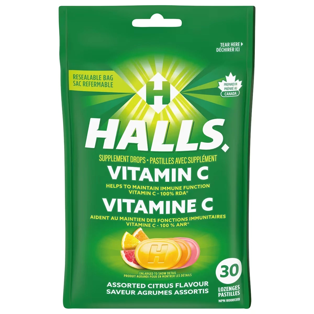 Pastillas con Vitamina C Cítricos Surtidos 30 unidades Halls