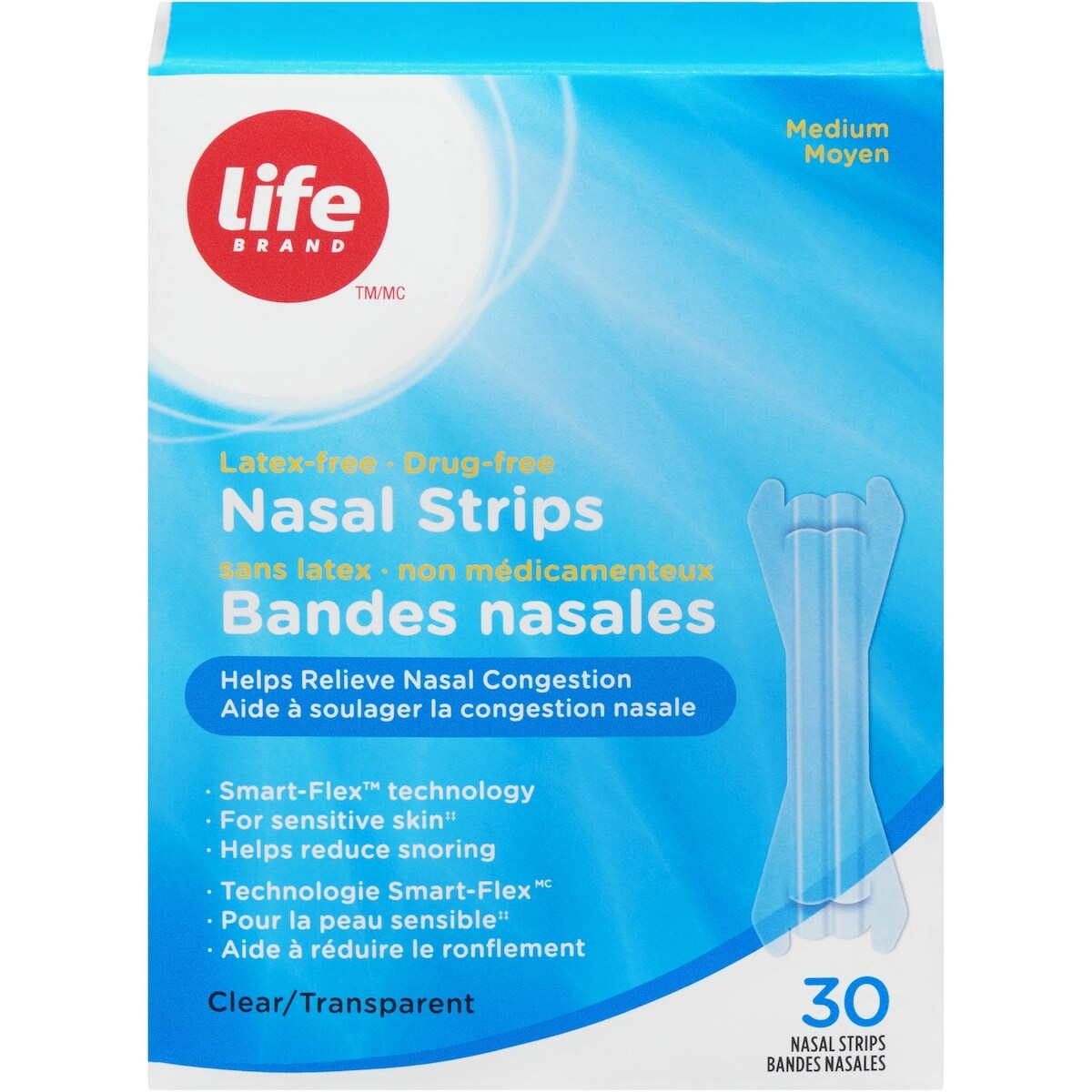 Tiras Nasales Medianas Transparentes Life Brand