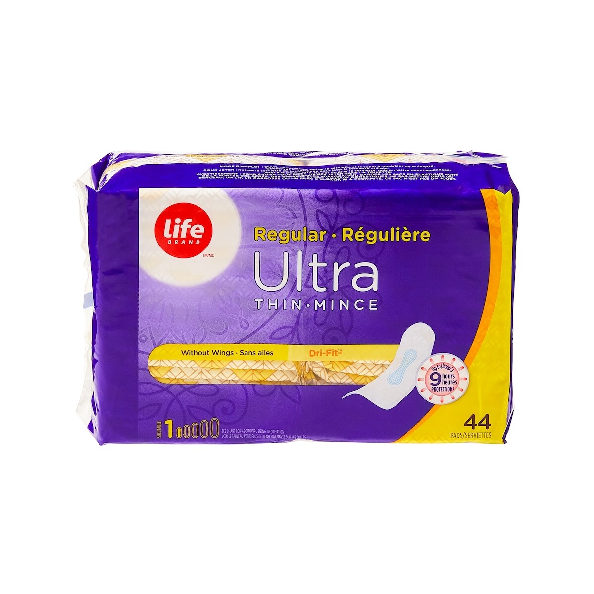 Toallas Higiénicas Ultra Delgadas Regulares sin Alas 44 Life Brand