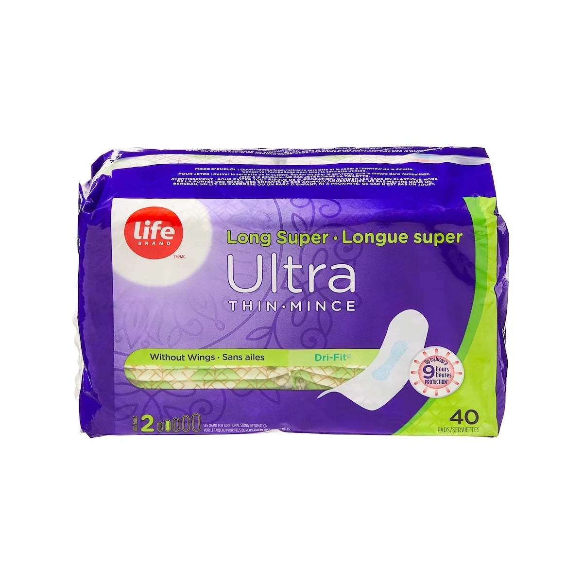 Toallas Higiénicas Ultrafinas Largas sin Alas 40 un Life Brand