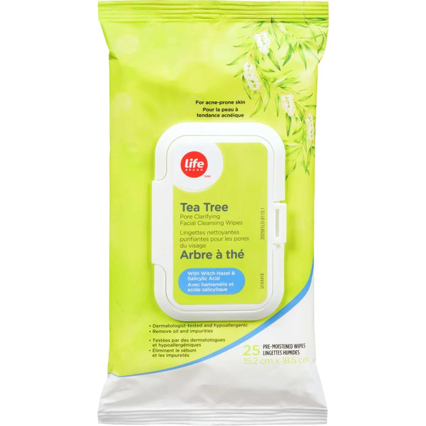 Toallitas Limpiadoras Faciales Árbol de Té Life Brand