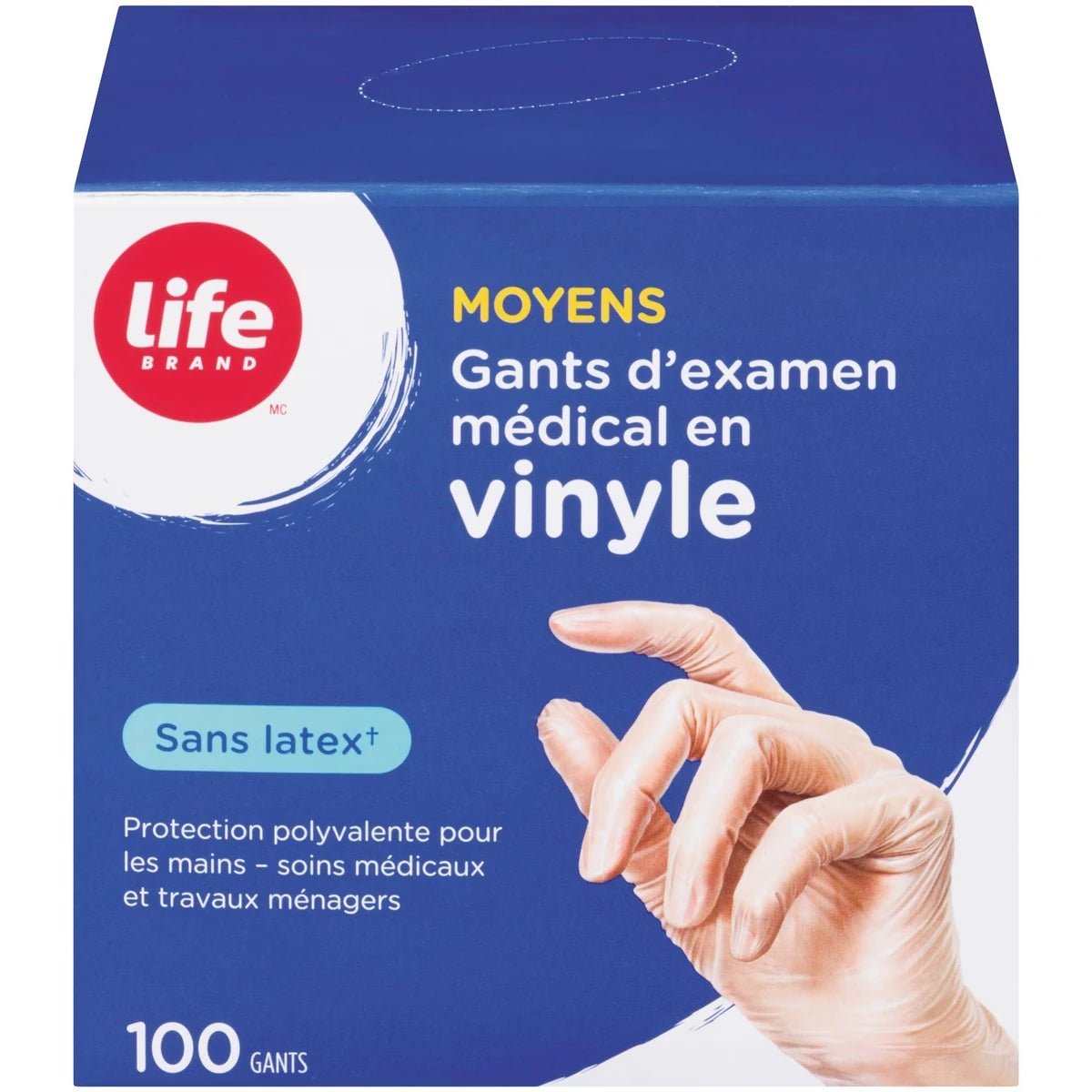 Guantes de Examen Médico de Vinilo L/XL 100 Unidades Life Brand