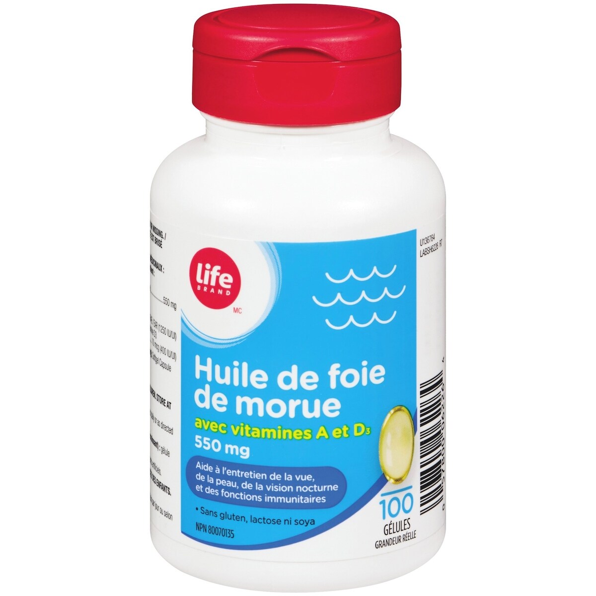 Aceite de Hígado de Bacalao con Vitaminas A y D3 550 mg Life Brand