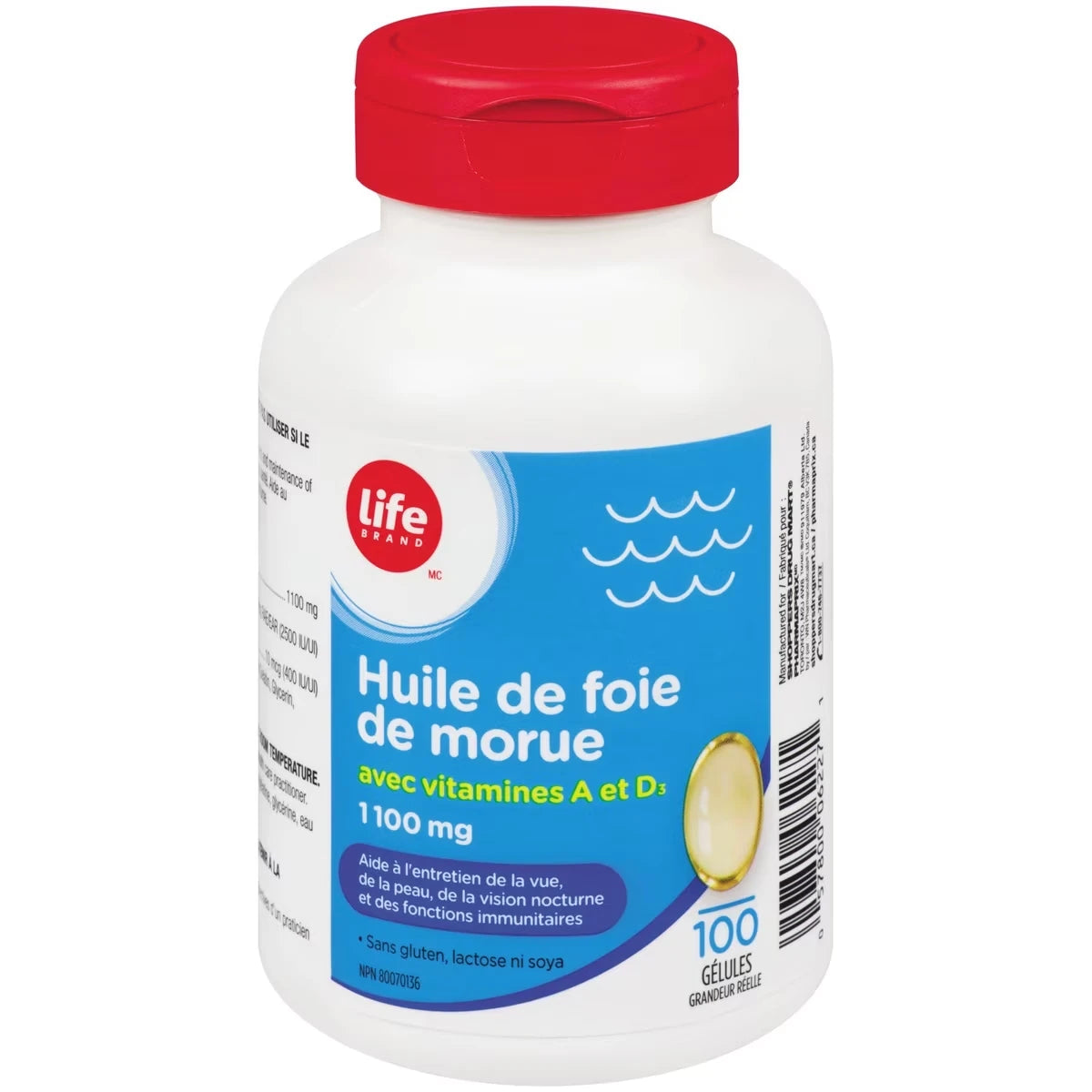Aceite de Hígado de Bacalao con Vitamina A y D3 1100 mg Life Brand