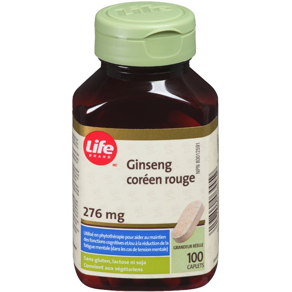 Suplemento Ginseng Coreano Rojo 276 mg Life Brand