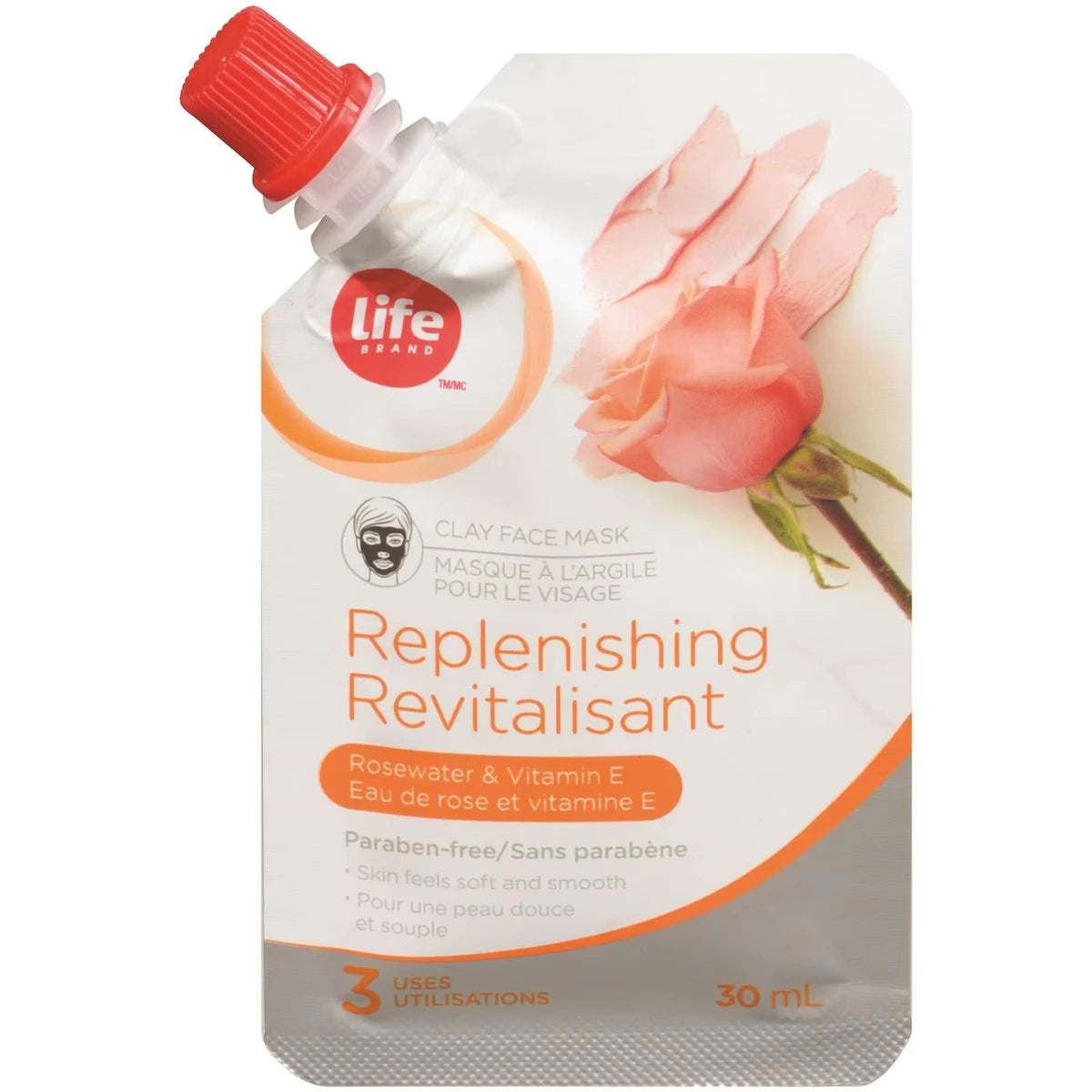 Mascarilla Facial de Arcilla Agua de Rosas y Vitamina E Life Brand