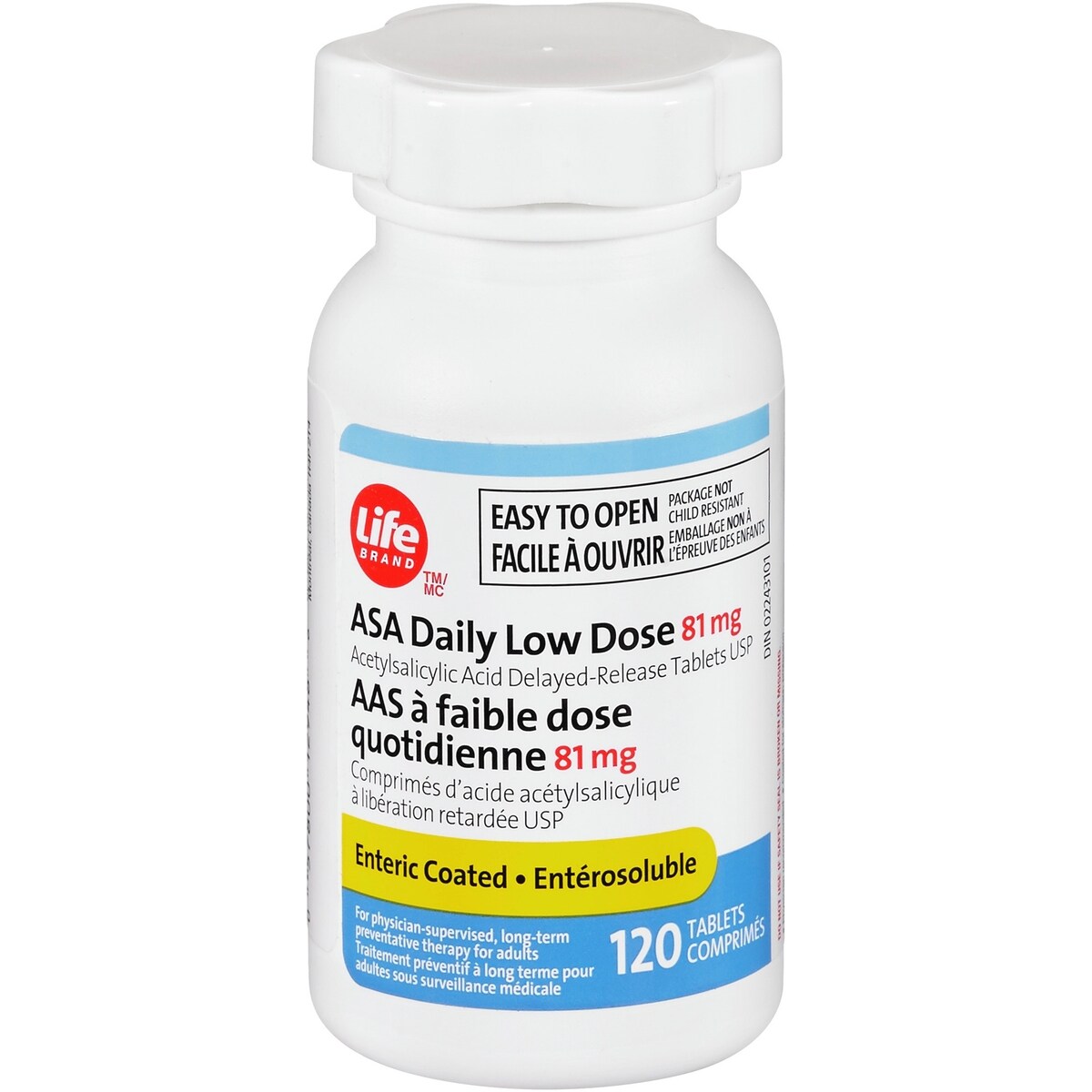 Comprimidos de Ácido Acetilsalicílico 81 mg Life Brand