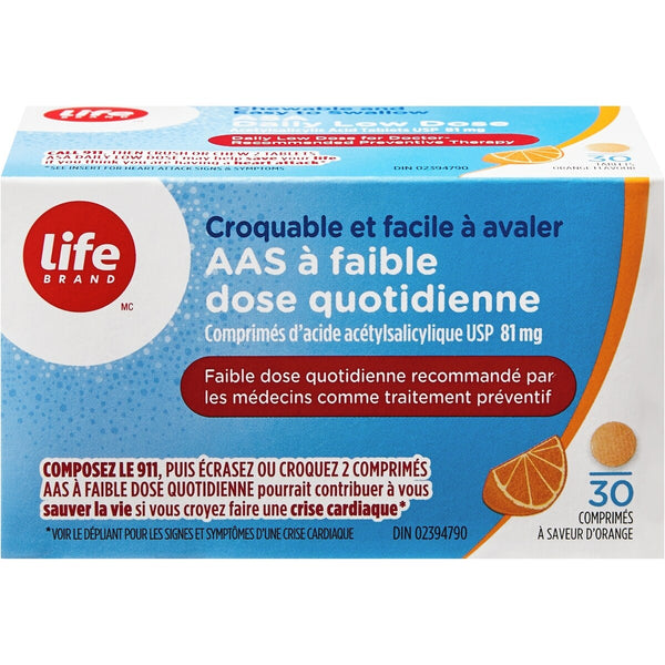 Comprimidos de Ácido Acetilsalicílico Dosis Baja Life Brand