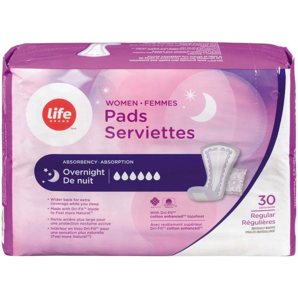 Toallas Higiénicas Nocturnas para Mujer Life Brand