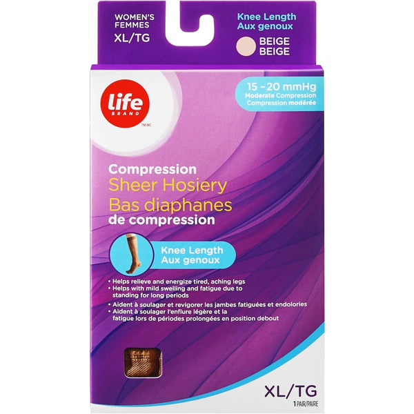 Medias de Compresión Diáfanas a la Rodilla XL 15-20 Life Brand