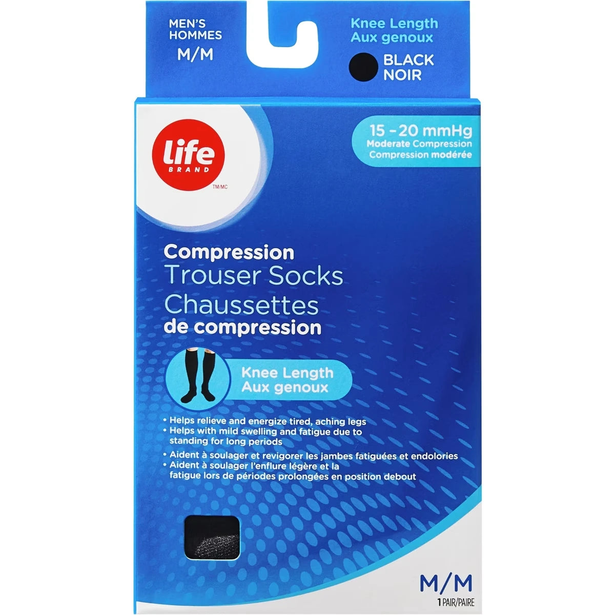 Medias de Compresión Transparentes a la Rodilla M 15-20 Life Brand