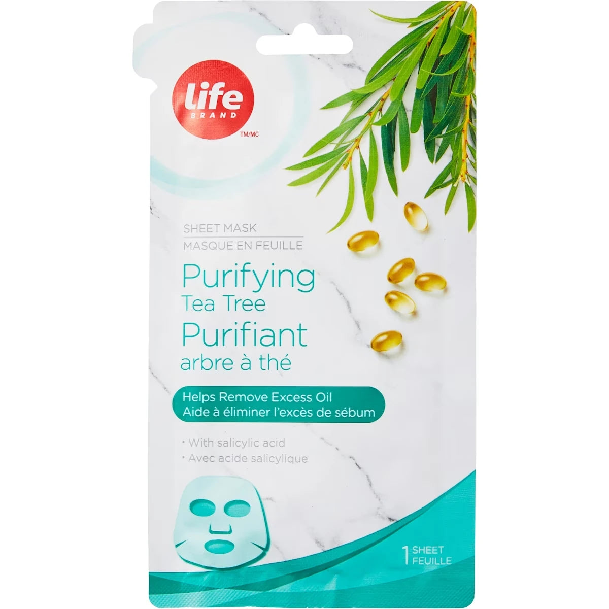 Mascarilla Facial en Tela Árbol de Té Life Brand