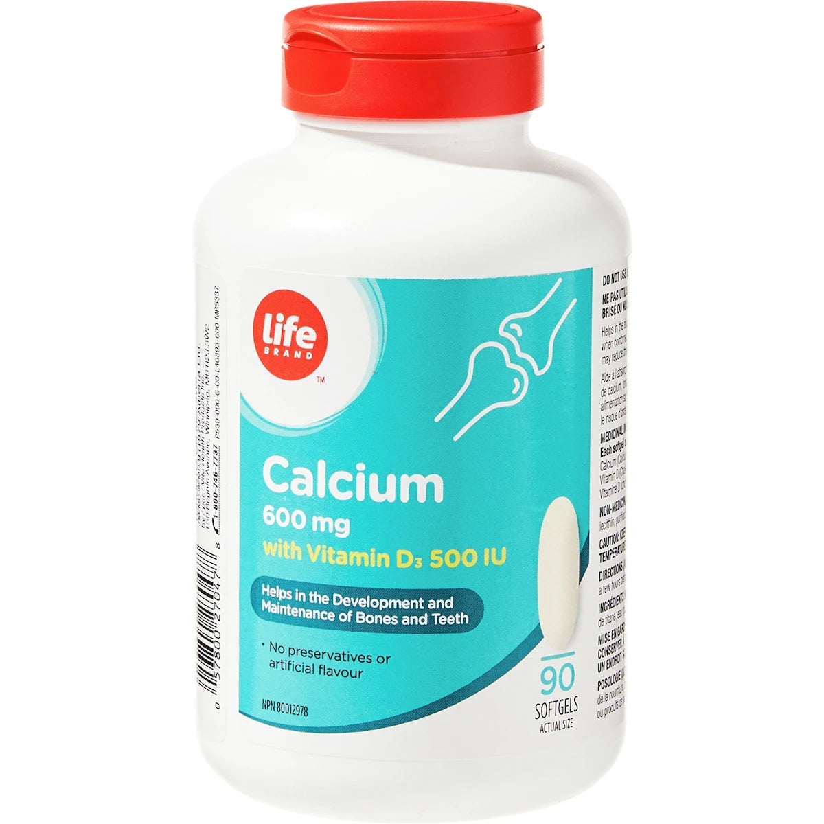 Suplemento de Calcio con Vitamina D Life Brand
