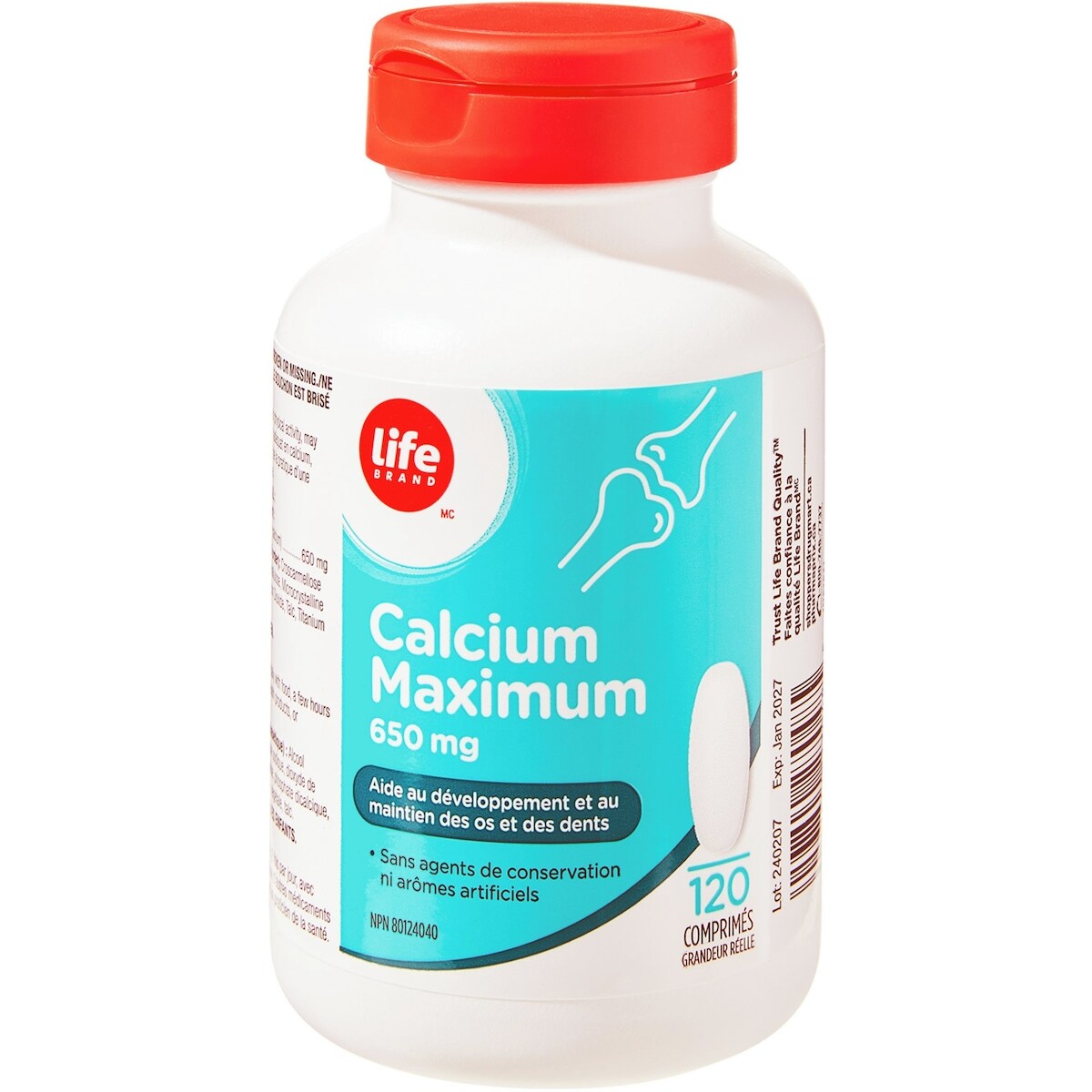 Suplemento de Calcio 650 mg Life Brand