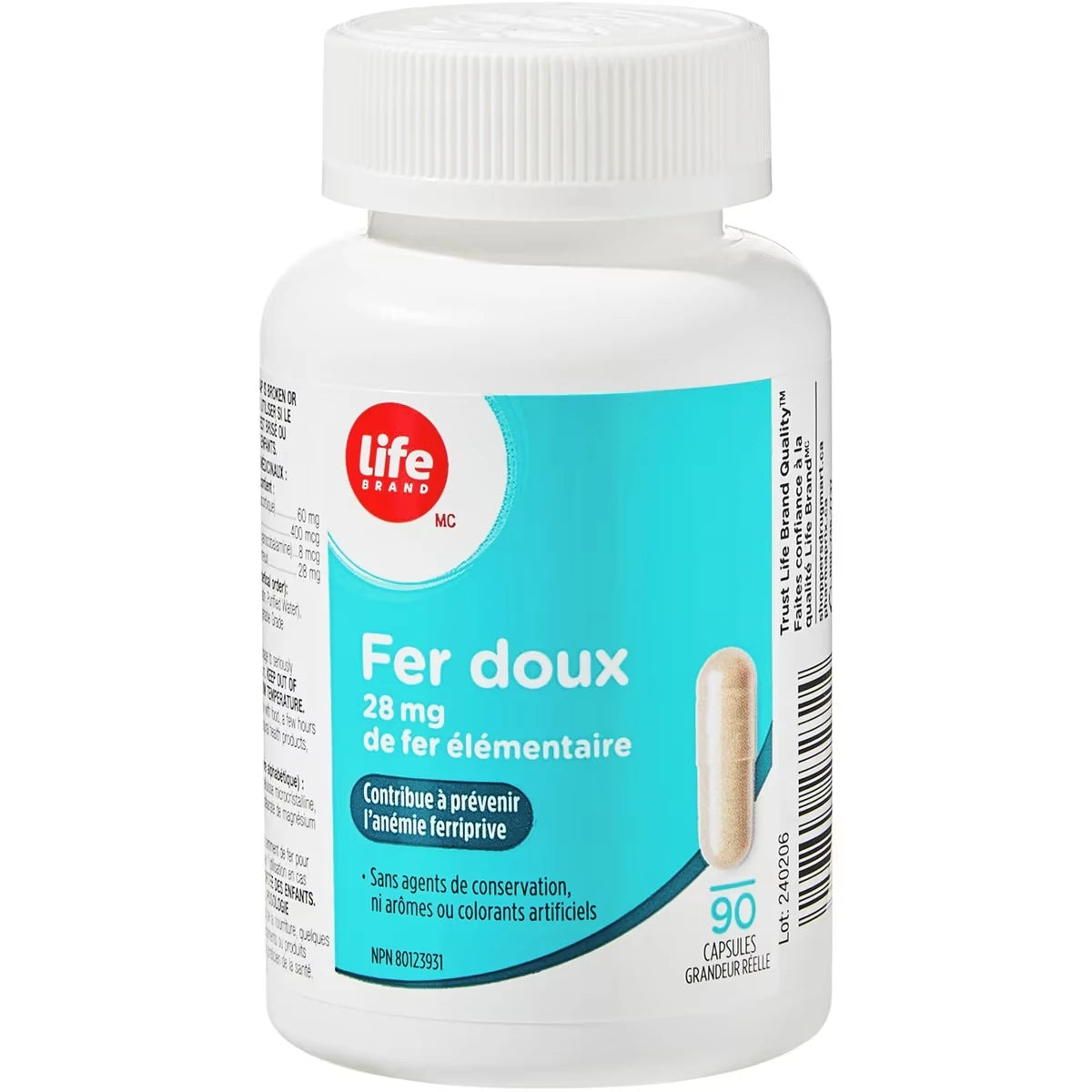 Suplemento de Hierro Suave 28 mg Life Brand