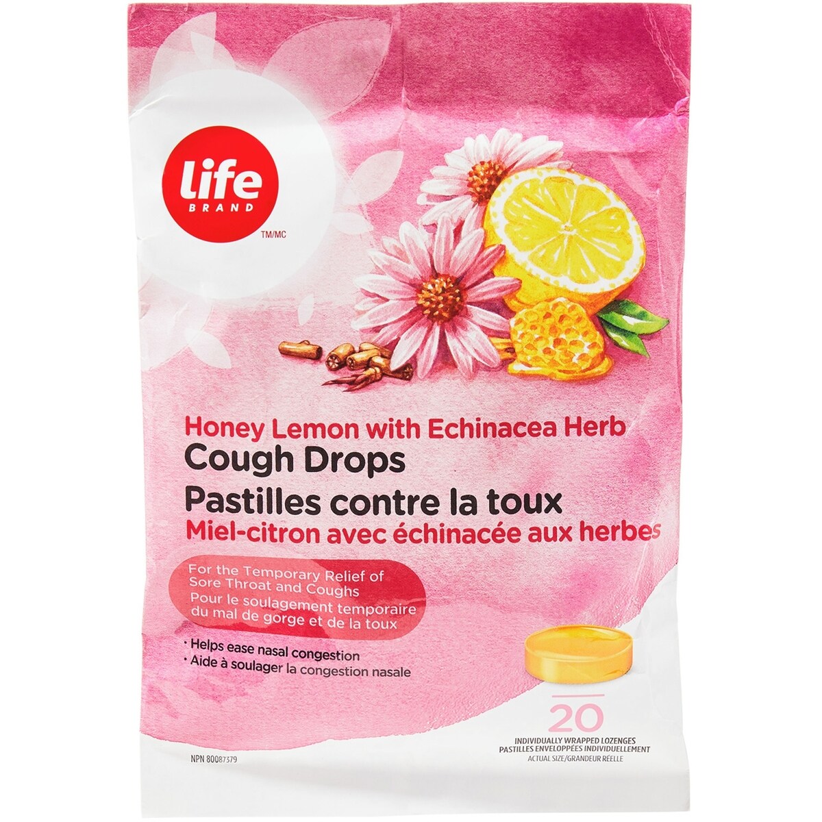 Pastillas para la Tos Miel y Limón con Equinácea Life Brand