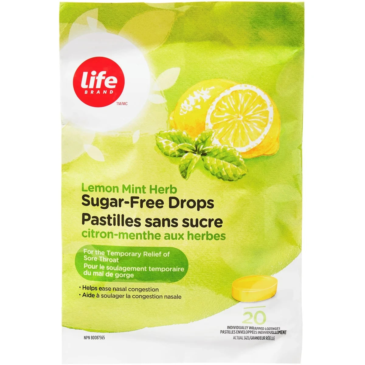 Pastillas de Hierbas Limón y Menta sin Azúcar Life Brand