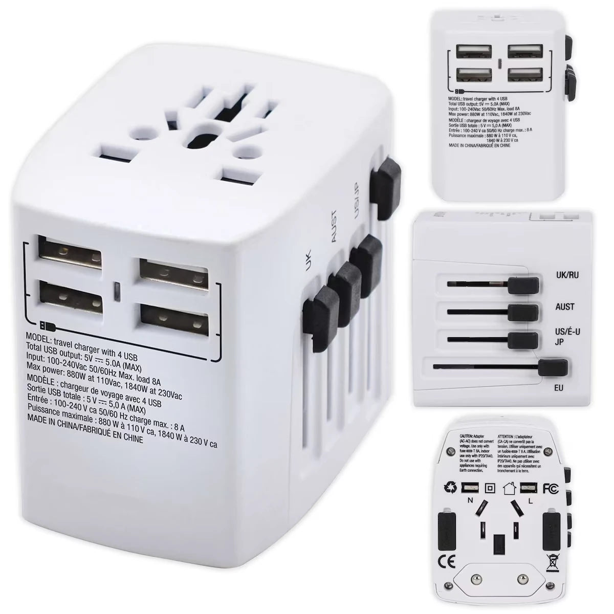 Adaptador Universal de Viaje 3 Puertos USB Tipo C Quo Beauty