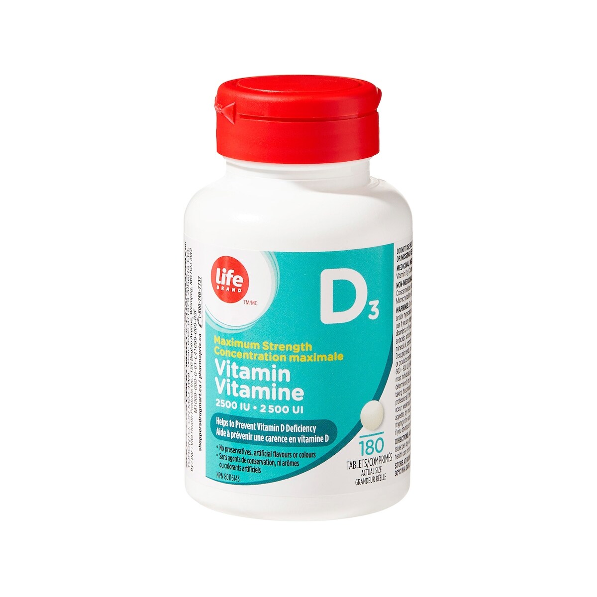 Vitamina D 2500 UI Life Brand