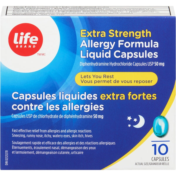 Cápsulas Líquidas para Alergias Extra Fuertes Life Brand