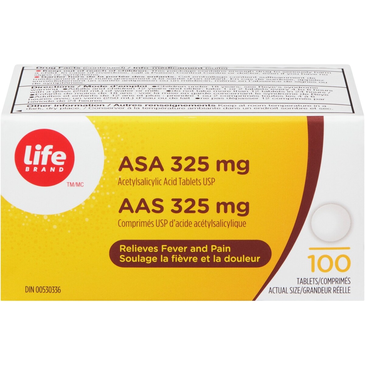 Ácido Acetilsalicílico 325 mg Life Brand