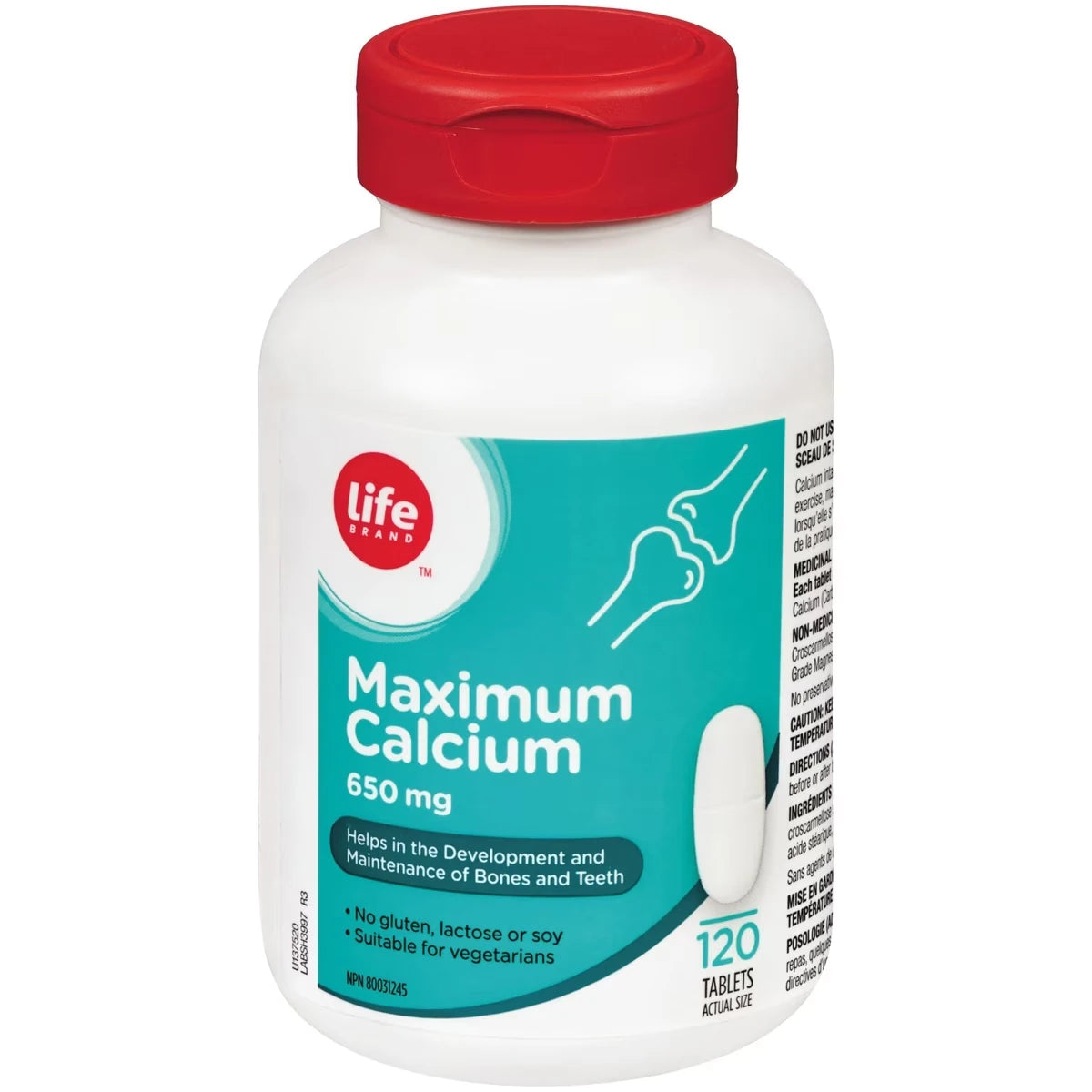 Calcio 650 mg con Vitamina D3 400 UI Life Brand