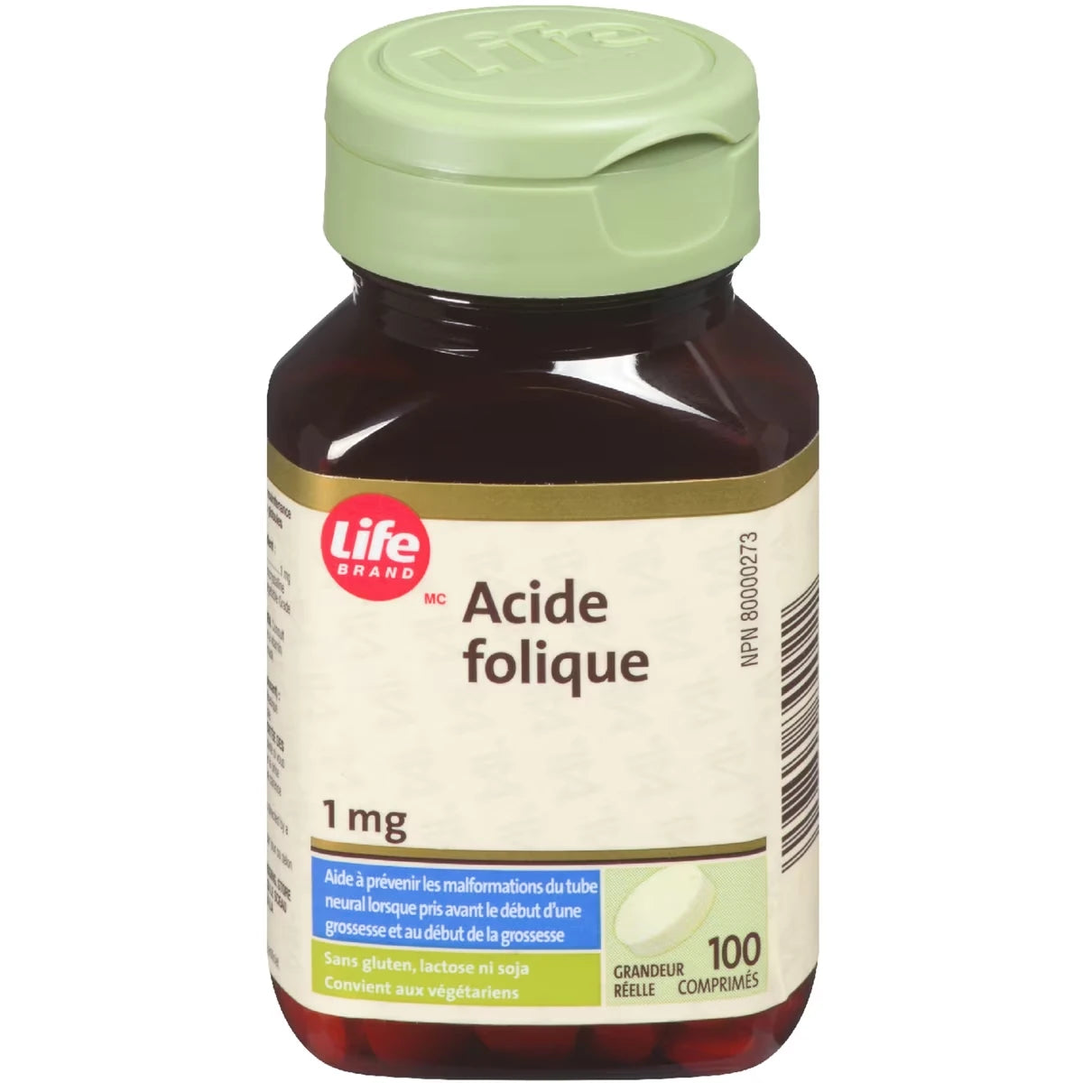 Suplemento Ácido Fólico 1 mg Life Brand