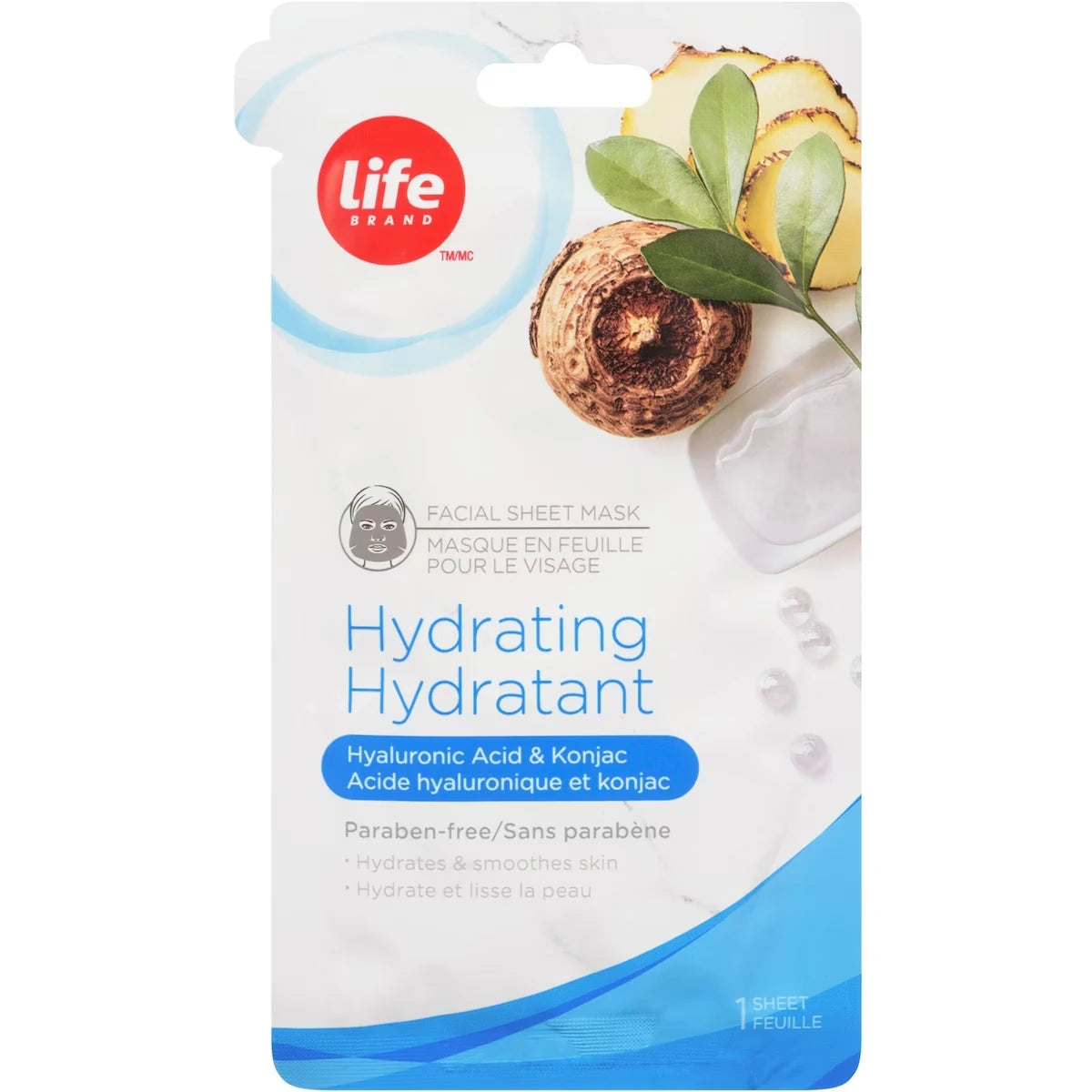 Mascarilla Facial en Lámina Hidratante con Ácido Hialurónico Life Brand