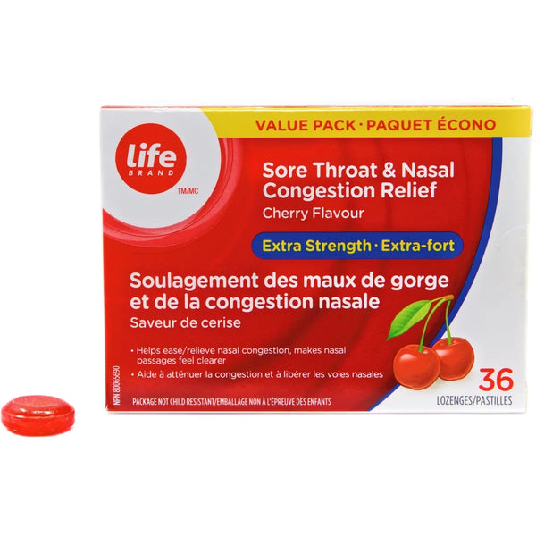 Alivio de Garganta y Congestión Nasal Extra Fuerte Cereza Life Brand