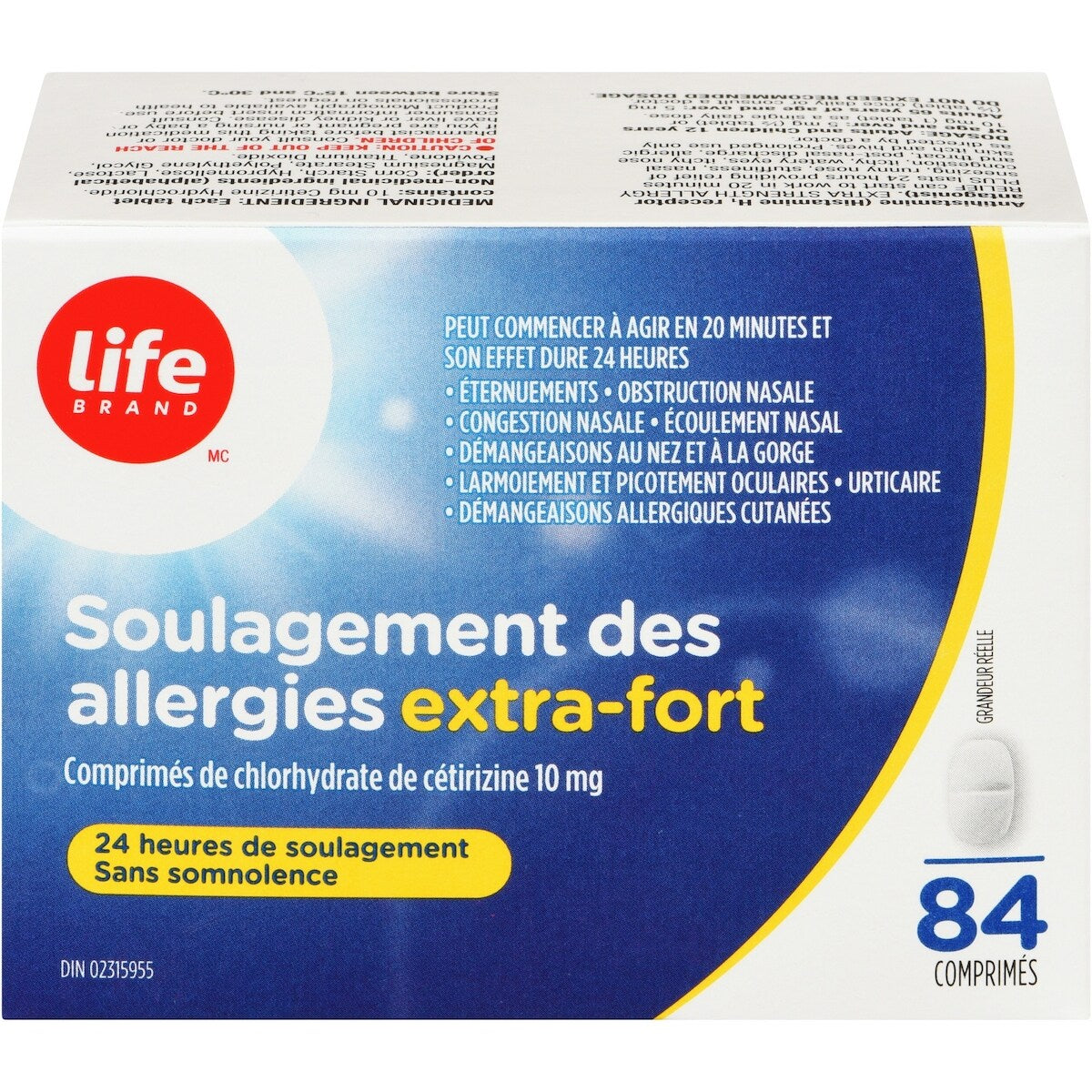 Comprimidos de Cetirizina para Alergias Extra Fuerte Life Brand