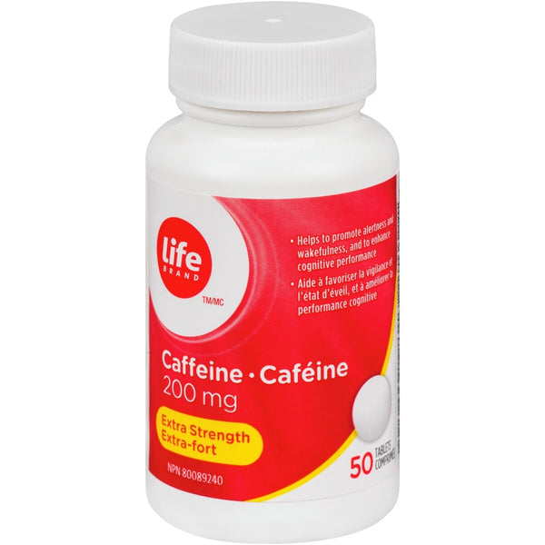 Suplemento de Cafeína 200 mg Life Brand