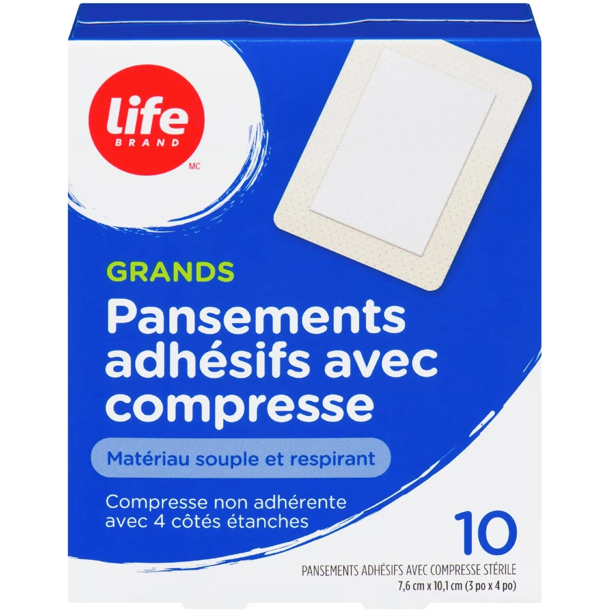 Apósitos Adhesivos Grandes con Gasa Life Brand