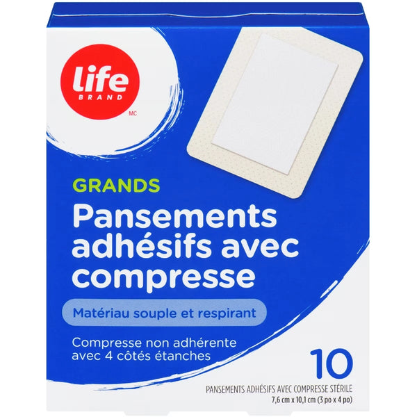 Apósitos Adhesivos Grandes con Gasa Life Brand
