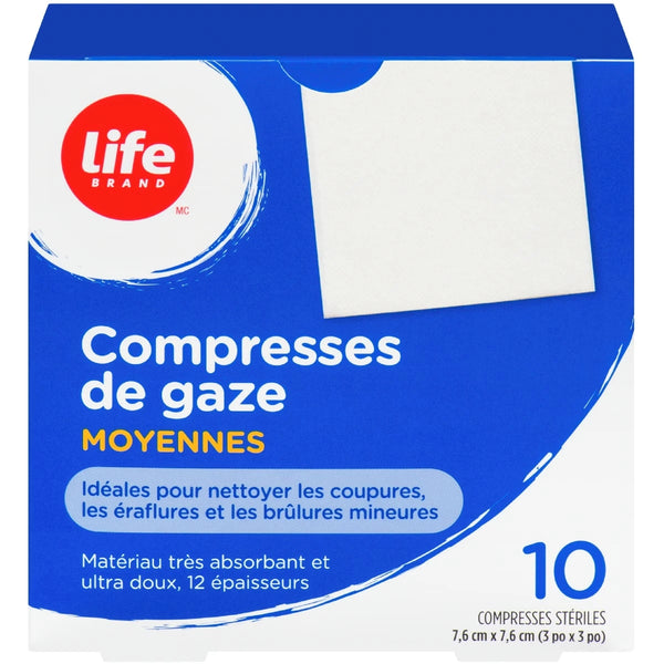 Compresas de Gasa Medianas Life Brand