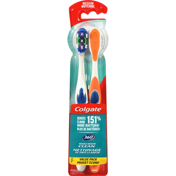 Cepillos de Dientes Medianos 360 Paquete de 2 Colgate