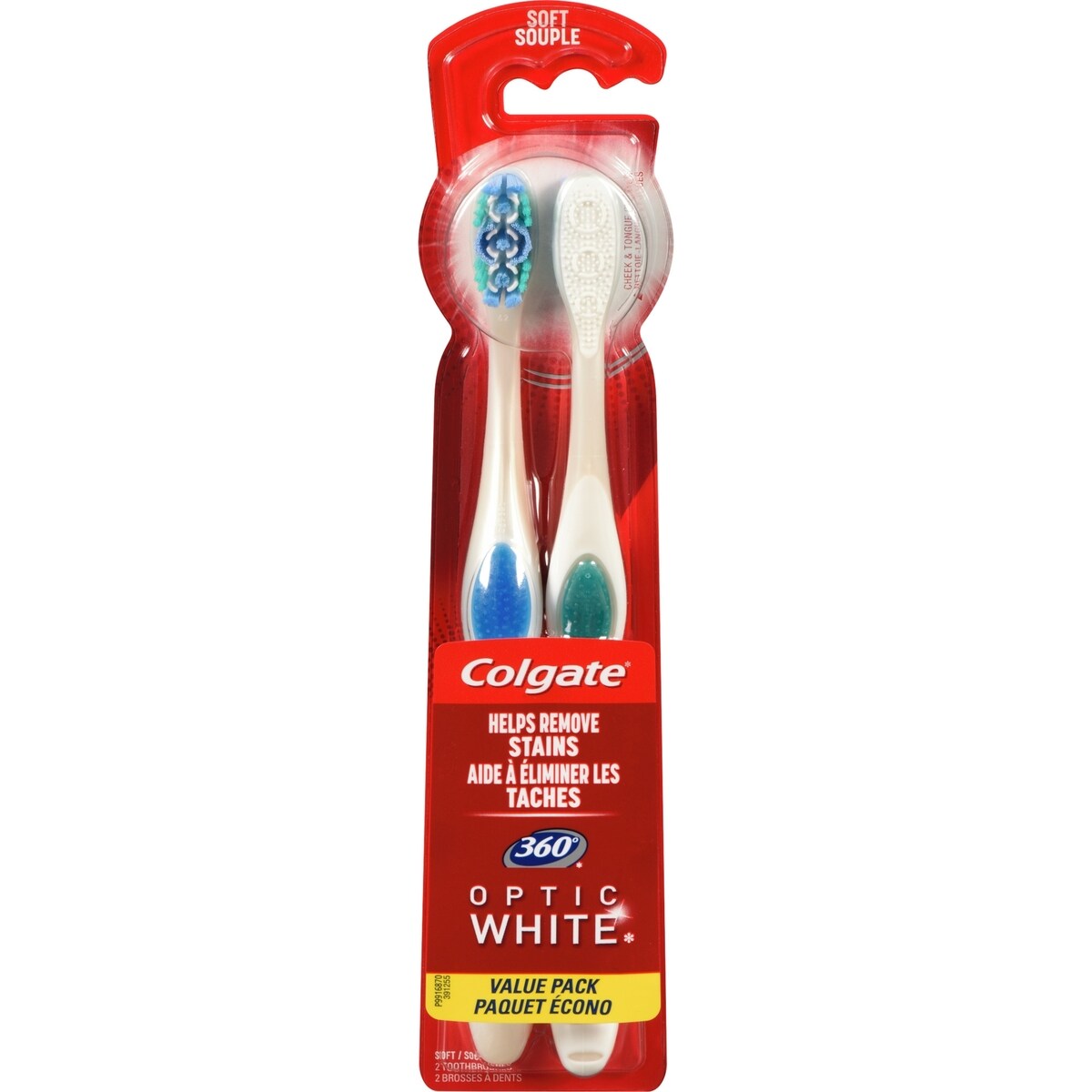 Cepillos de Dientes Suaves 360 Optic White 2 unidades Colgate