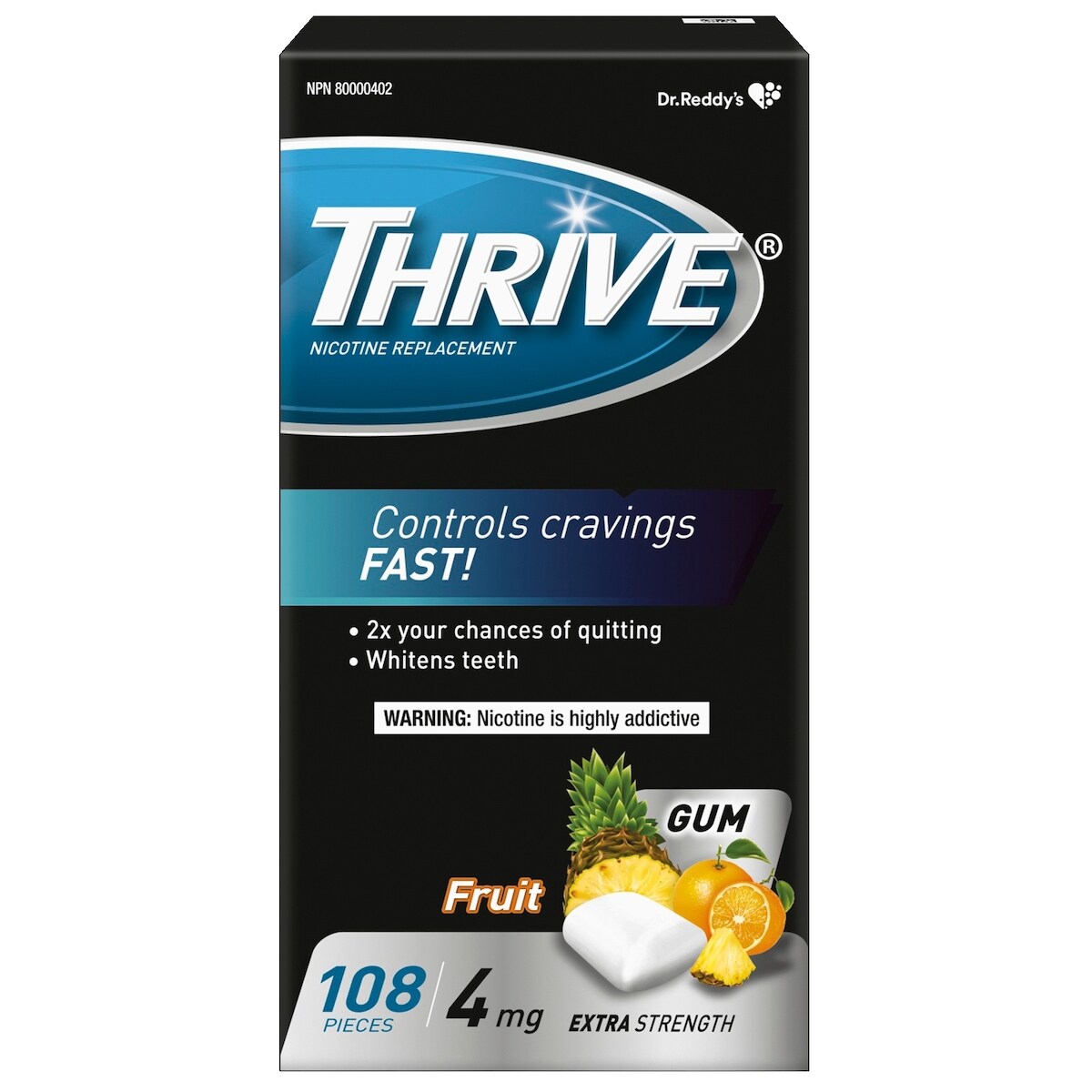 Chicle de Nicotina Sabor Frutas 4 mg Thrive