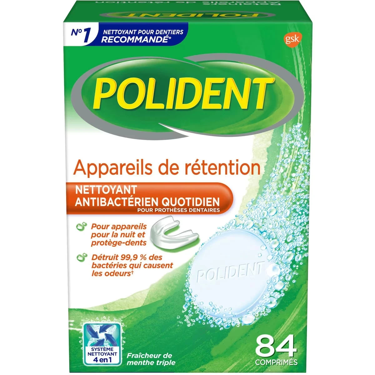 Limpiador de Retenedores Dentales 84 comprimidos Polident