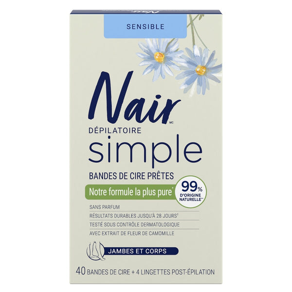 Bandas de Cera Depilatoria Piel Sensible Piernas y Cuerpo Nair
