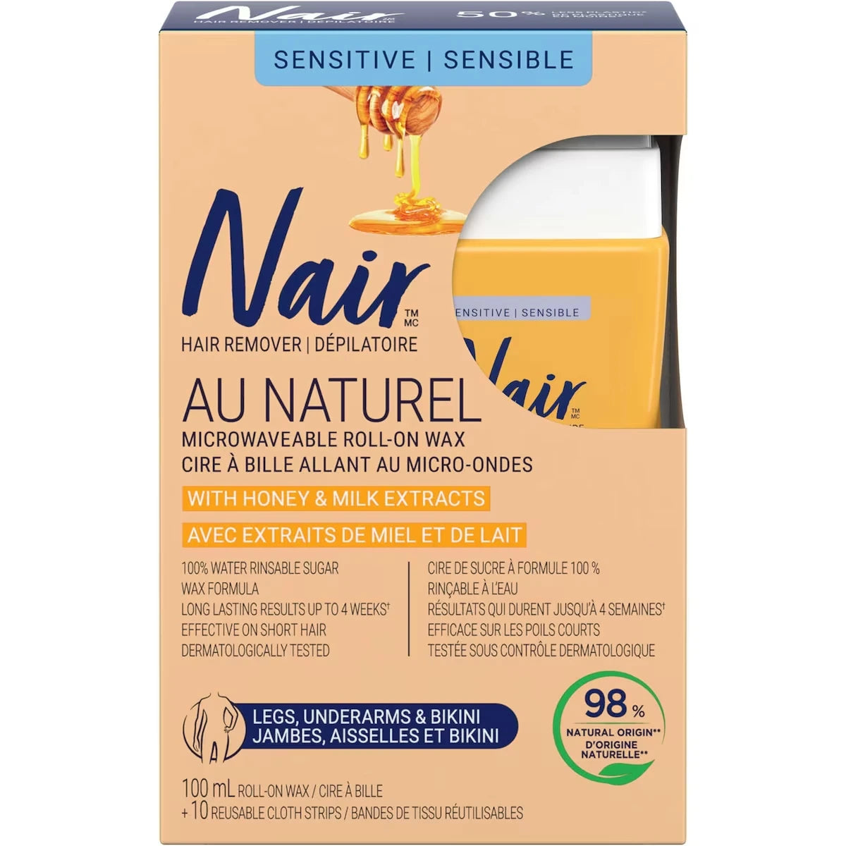 Depilador de Cera Roll-on Au Natural con Extractos de Miel Nair