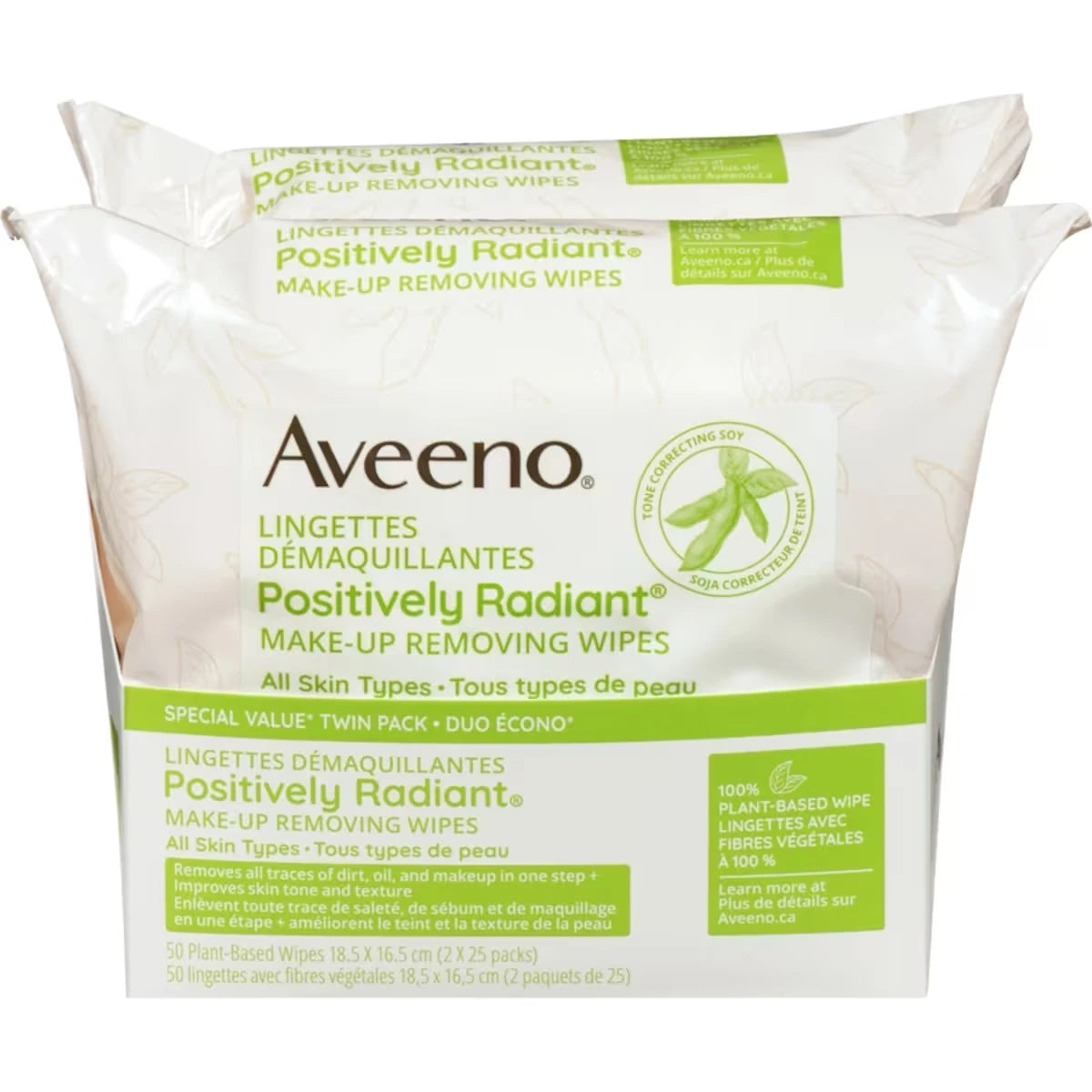 Toallitas Desmaquillantes Positively Radiant Pack Doble Aveeno