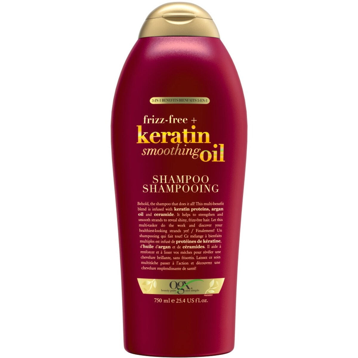 Shampoo Fortificado Keratin Alisador Aceite para Cabello Encrespado OGX